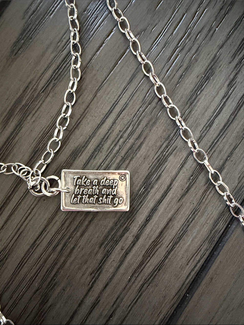Katia Designs Silver Double-Layer Necklace with Silver Crystal Pendant - Picture 3 of 7